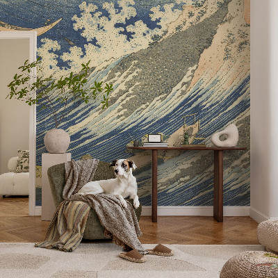 Fotobehang kinderkamer met een patroon van zeegolven