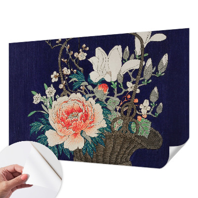 Fotobehang voor kinderkamer met een print van een bloemenmand