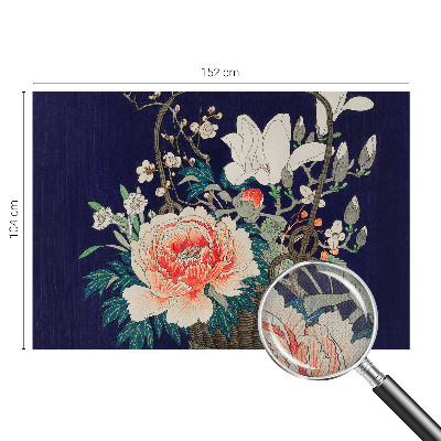 Fotobehang voor kinderkamer met een print van een bloemenmand