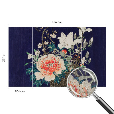 Fotobehang voor kinderkamer met een print van een bloemenmand