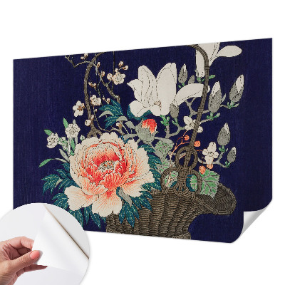 Fotobehang voor kinderkamer met een print van een bloemenmand