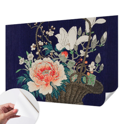 Fotobehang voor kinderkamer met een print van een bloemenmand