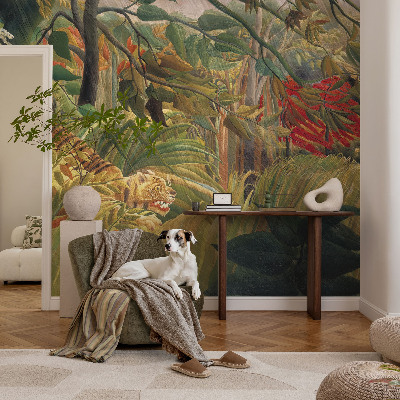 Fotobehang tienerkamer met een exotische tijgerprint