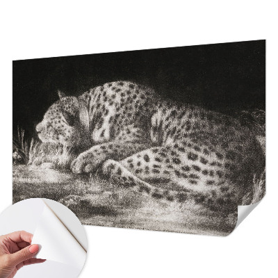 Foto behang voor de keuken met een rustende luipaardprint