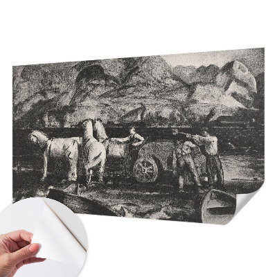 Fotobehang zelfklevend met een dorpsscène