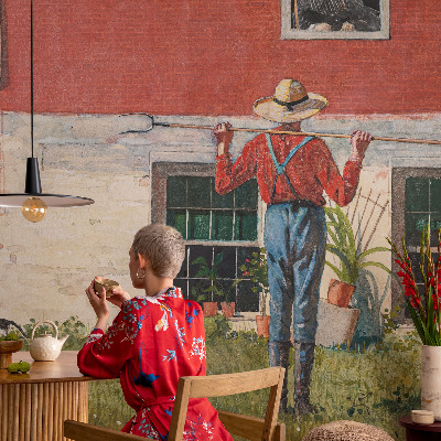 Fotobehang kinderkamer met een dorpsscène
