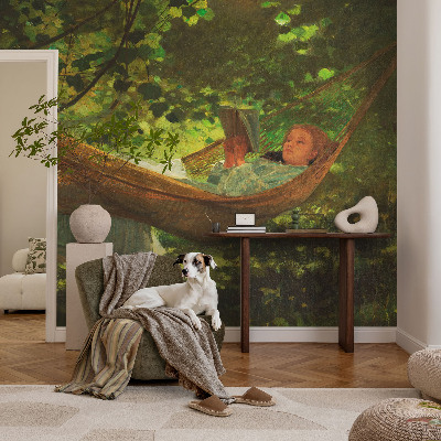 Fotobehang voor kinderkamer met een rustgevend ontwerp van een hangmat