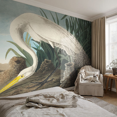 Fotobehang voor de kinderkamer met een majestueuze reiger als motief