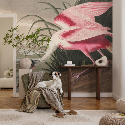 Fotobehang babykamer met een exotische vogel als motief