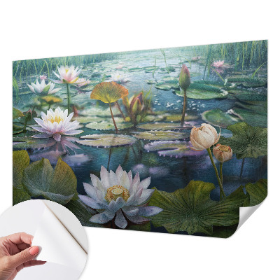Fotobehang voor de kinderkamer met vijverbloemen