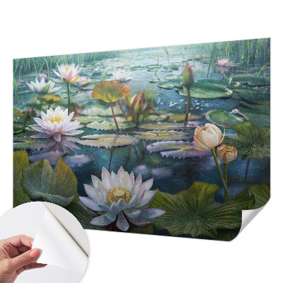Fotobehang voor de kinderkamer met vijverbloemen