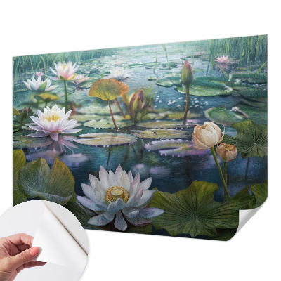 Fotobehang voor de kinderkamer met vijverbloemen