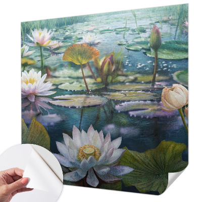Fotobehang voor de kinderkamer met vijverbloemen