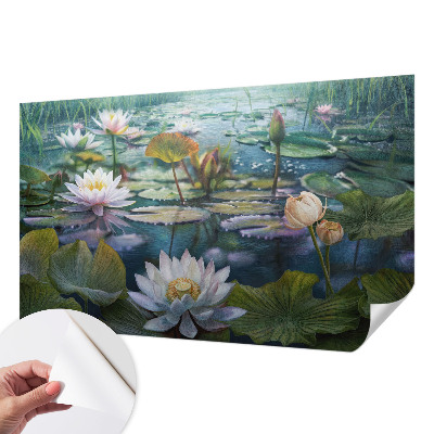 Fotobehang voor de kinderkamer met vijverbloemen