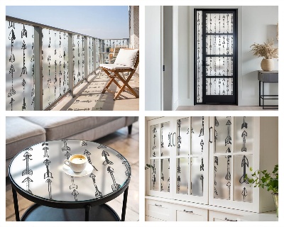 Zonwerende raamfolie glas in lood Geometrische pijlen