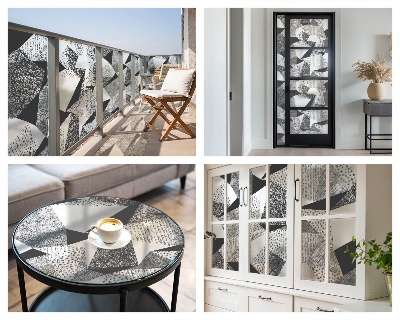 Zelfklevende anti inkijk folie glas in lood Geometrische figuren