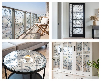 Zonwerende raamfolie glas in lood Plantenmotief