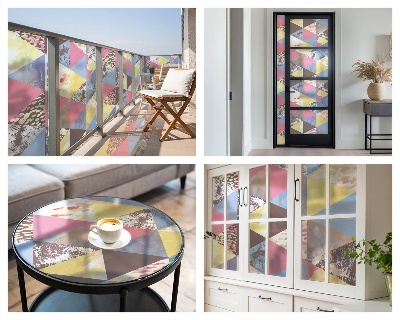 Zonwerende raamfolie glas in lood Kleurrijke driehoeken