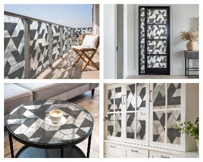 Zelfklevende anti inkijk folie glas in lood Geometrische illusies