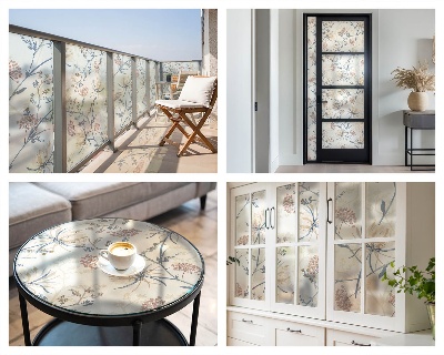 Zonwerende raamfolie glas in lood Bloemen van harmonie