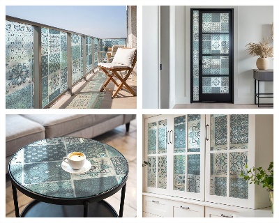 Zelfklevende anti inkijk folie glas in lood Boho tegels