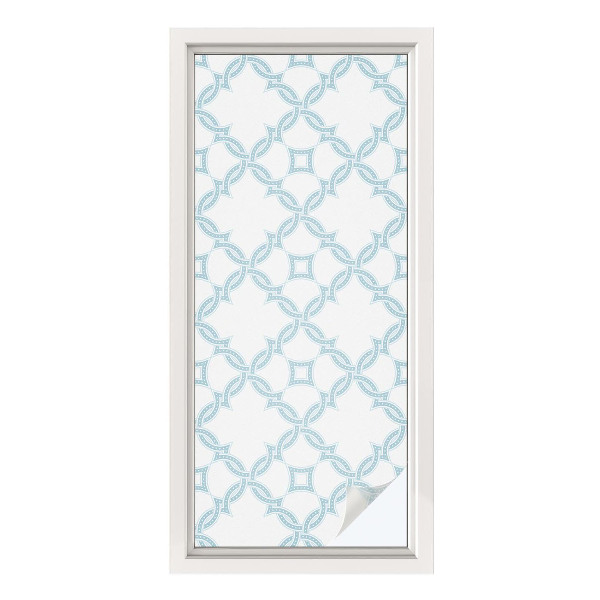 Zonwerende raamfolie glas in lood Blauwe geometrie