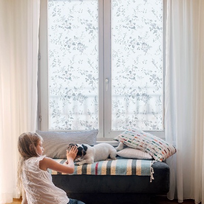 Zelfklevende raamfolie glas in lood Subtiele bloemen