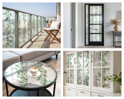 Zelfklevende raamfolie glas in lood Groene slingers