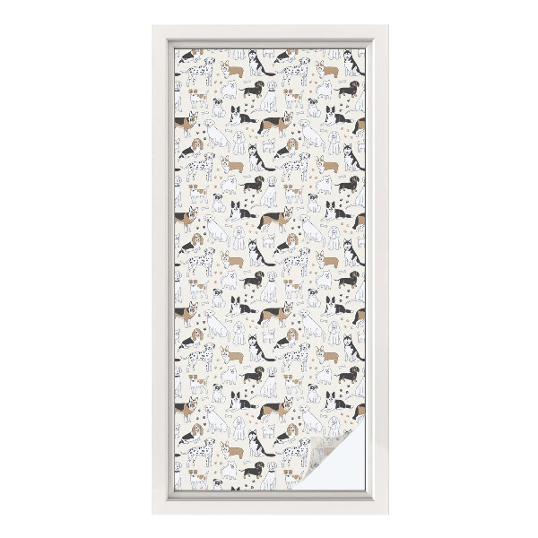 Zonwerende raamfolie glas in lood Hondenpatronen