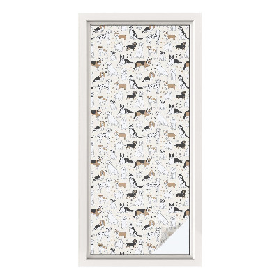 Zonwerende raamfolie glas in lood Hondenpatronen