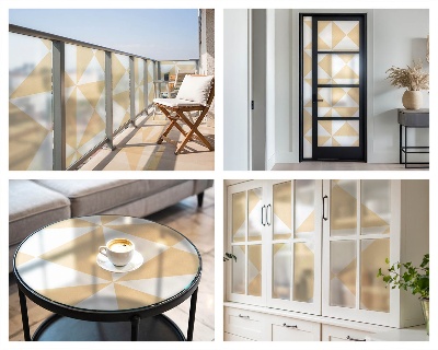 Zelfklevende anti inkijk folie glas in lood Geometrische driehoeken