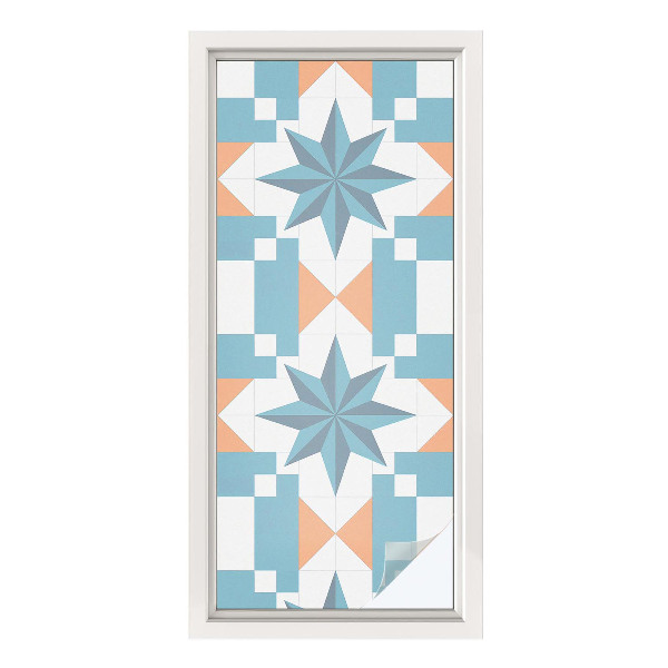 Zelfklevende anti inkijk folie glas in lood Blauwe sterren