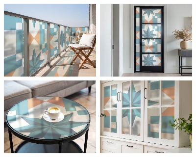 Zelfklevende anti inkijk folie glas in lood Blauwe sterren