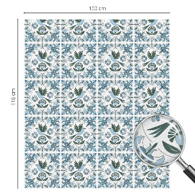 Zelfklevende anti inkijk folie glas in lood Blauwe bloemen