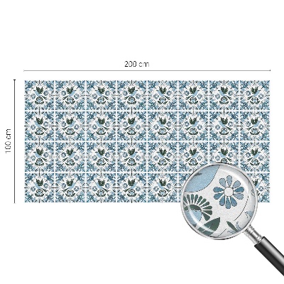 Zelfklevende anti inkijk folie glas in lood Blauwe bloemen