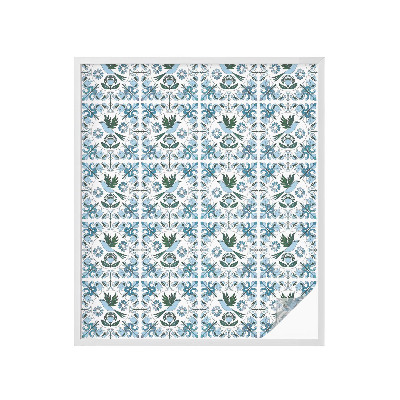 Zelfklevende anti inkijk folie glas in lood Blauwe bloemen