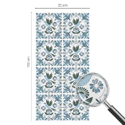 Zelfklevende anti inkijk folie glas in lood Blauwe bloemen