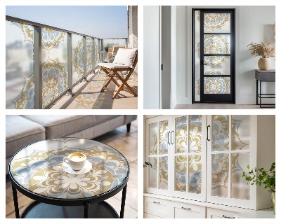 Zelfklevende raamfolie glas in lood Boho mandala's