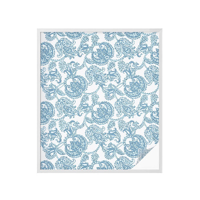 Zelfklevende raamfolie glas in lood Blauwe ornamenten