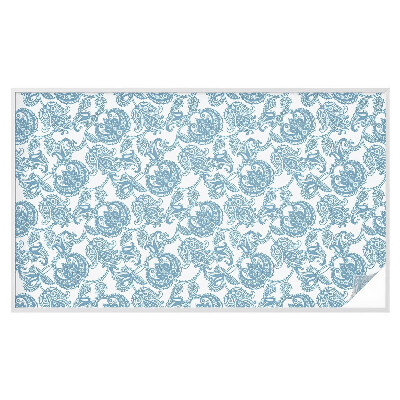 Zelfklevende raamfolie glas in lood Blauwe ornamenten