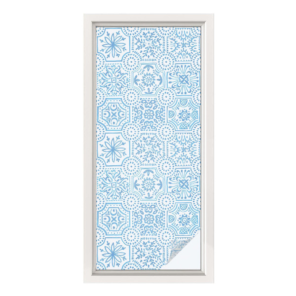 Anti inkijk raamfolie Blauwe tegels