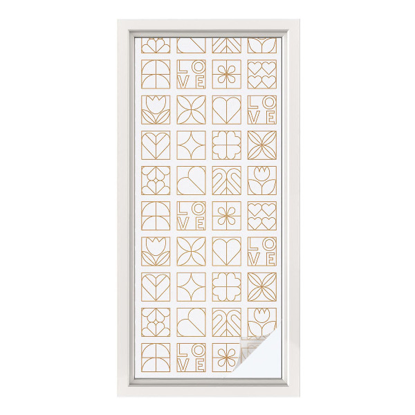 Zelfklevende anti inkijk folie glas in lood Geometrische liefde