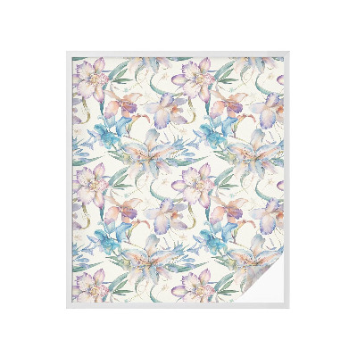 Zelfklevende anti inkijk folie glas in lood Bloemenmotief