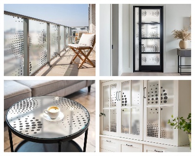 Zelfklevende raamfolie glas in lood Gestippelde cirkels