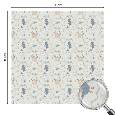 Zonwerende raamfolie glas in lood Zeepaardjes