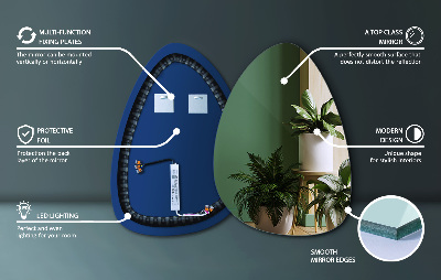 Asymmetrische eivormige spiegel met LED verlichting