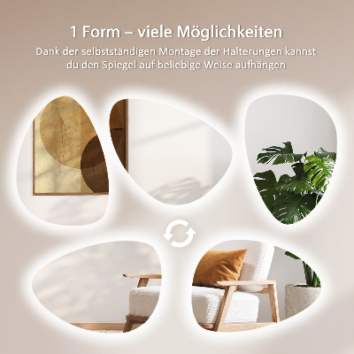 Asymmetrische eivormige spiegel met LED verlichting