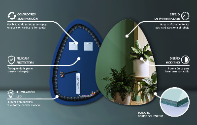 Asymmetrische eivormige spiegel met LED verlichting