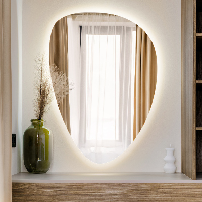 Asymmetrische eivormige spiegel met LED verlichting