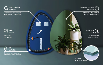 Asymmetrische eivormige spiegel met LED verlichting